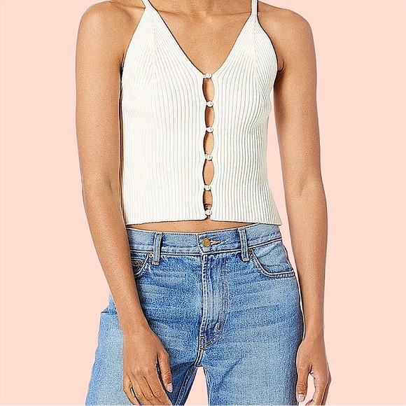 BCBGeneration Women's Ribbed Button Front Cage Sweater Tank Top. - Picture 2 of 6